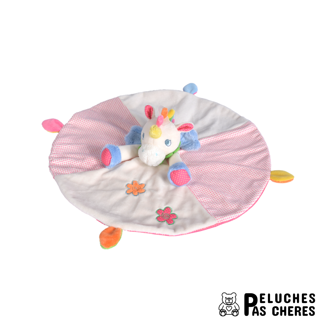 LICORNE DOUDOU PLAT FILLE - Peluches Pas Chères