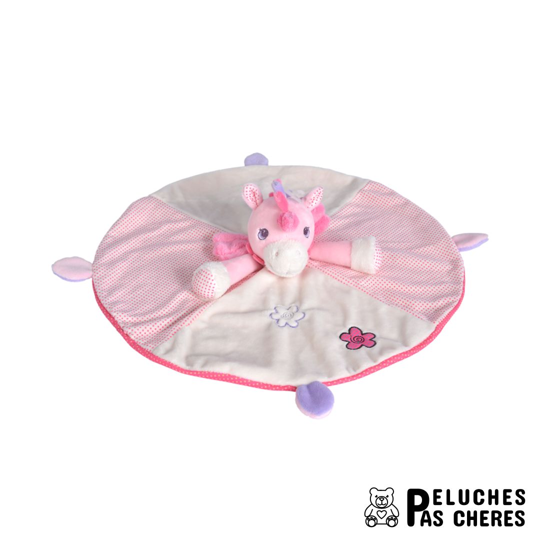 LICORNE DOUDOU PLAT FILLE - Peluches Pas Chères