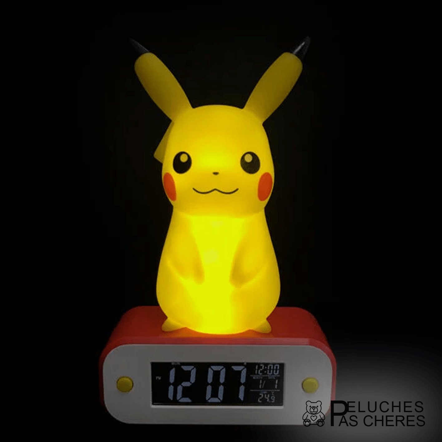 Lampe réveil 3D Pikachu 18cm - Peluches Pas Chères