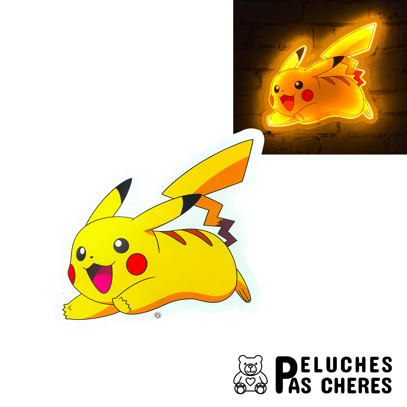 Lampe led murale Pikachu - Peluches Pas Chères