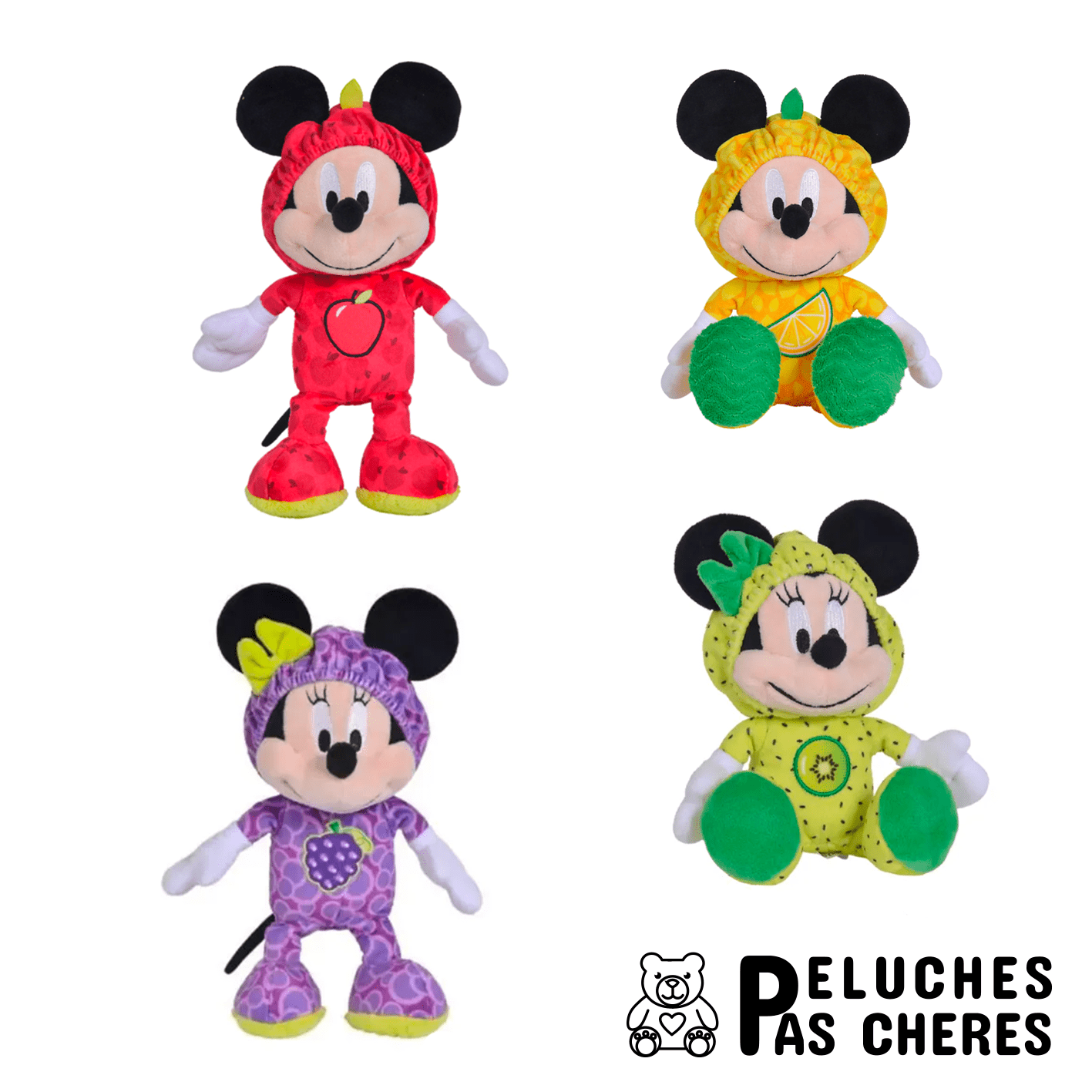 Peluche mickey minnie fruits 25cm peluches pas ch res